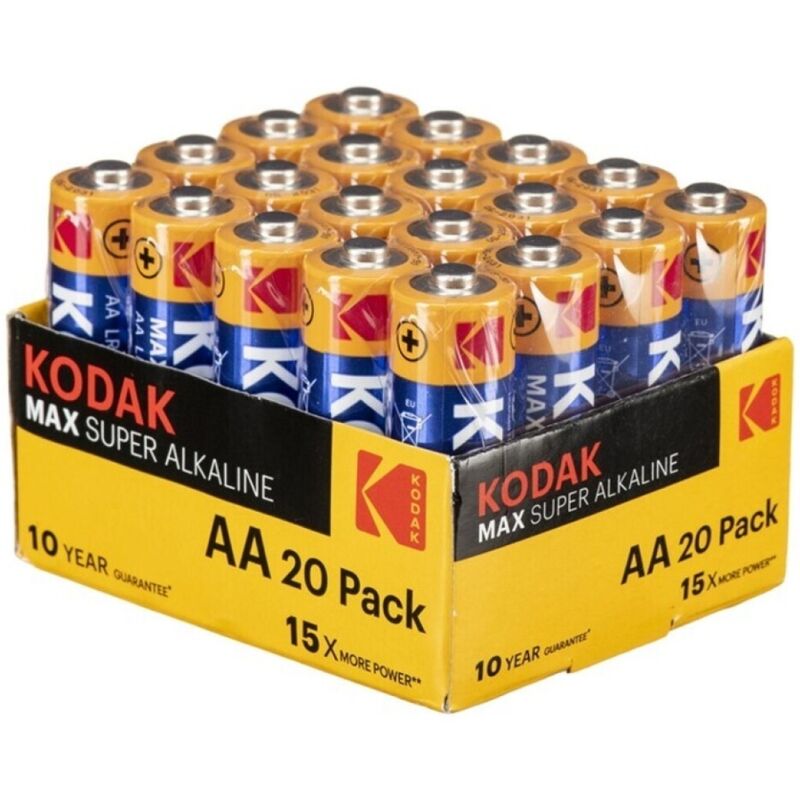KODAK - MAX ALKALINE BATTERY AA LR6 PACK*20 BATTERIES - Amore24