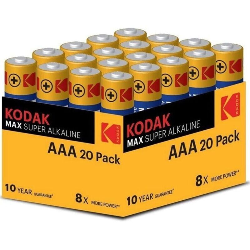 KODAK - MAX ALKALINE BATTERY AAA LR03 PACK*20 BATTERIES - Amore24