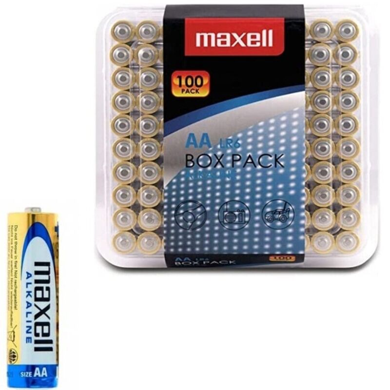 MAXELL - ALKALINE BATTERY AA LR6 PACK*100 BATTERIES - Amore24