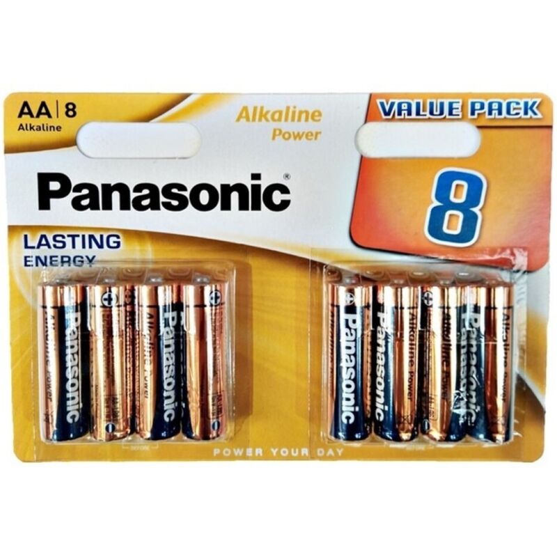 PANASONIC - BRONZE ALKALINE AA BATTERY LR6 BLISTER*8 - Amore24