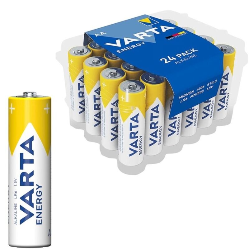 VARTA - ENERGY ALKALINE BATTERY AA LR6 PACK*24 BATTERIES - Amore24