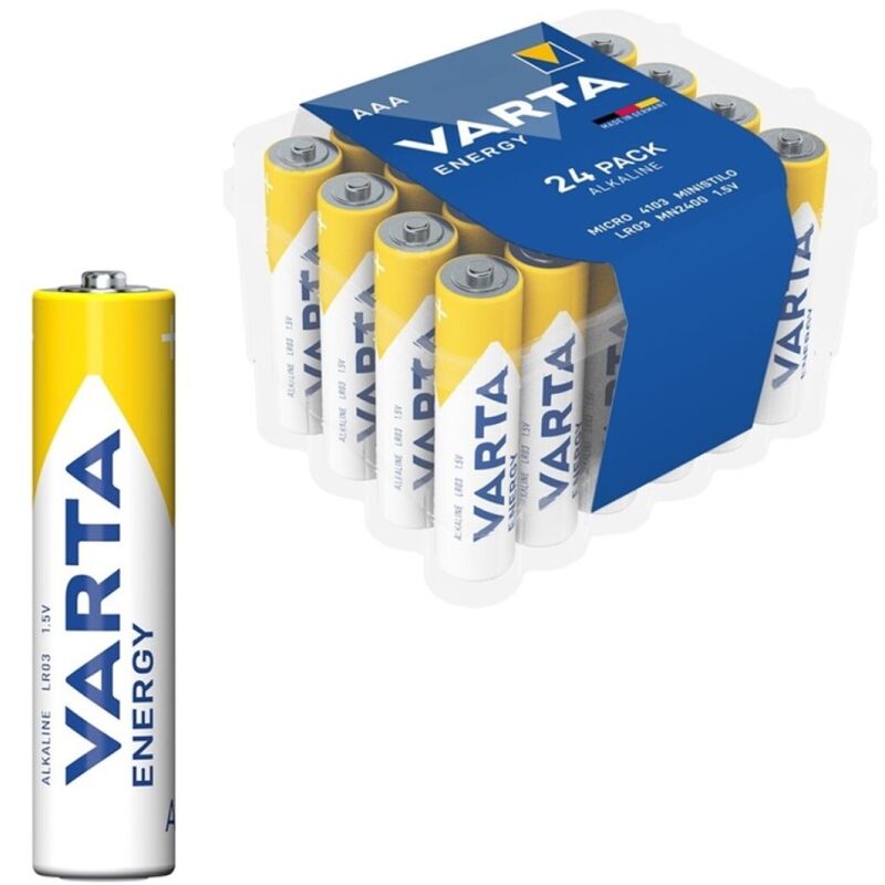 VARTA - ENERGY ALKALINE BATTERY AAA LR03 PACK*24 BATTERIES - Amore24