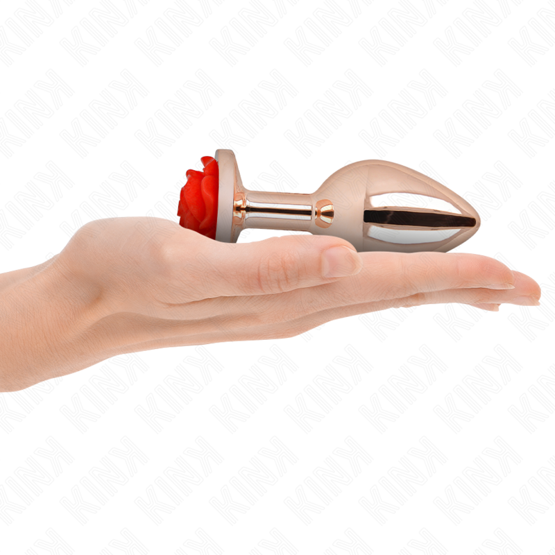 KINK - PINK GOLD ANAL PLUG WITH RED ROSE L - Amore24