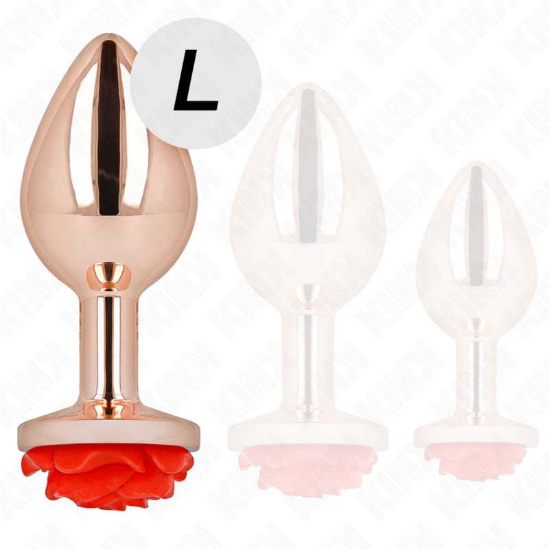 KINK - PINK GOLD ANAL PLUG WITH RED ROSE L - Amore24