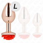 KINK - PINK GOLD ANAL PLUG WITH RED ROSE L - Amore24