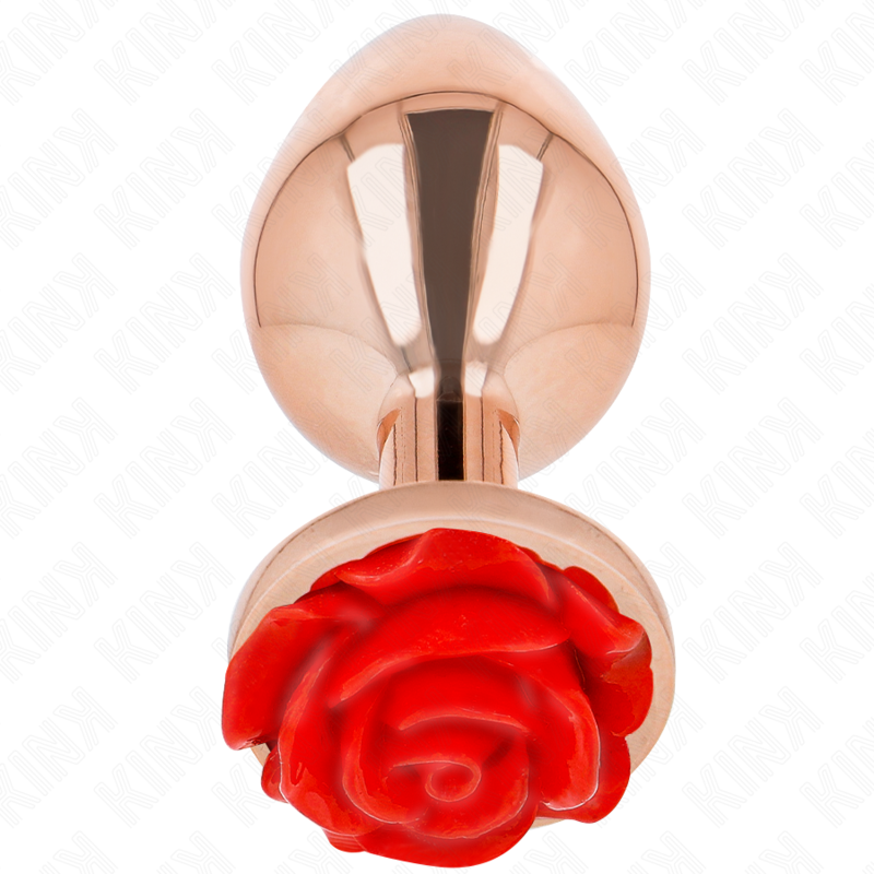 KINK - PINK GOLD ANAL PLUG WITH RED ROSE L - Amore24