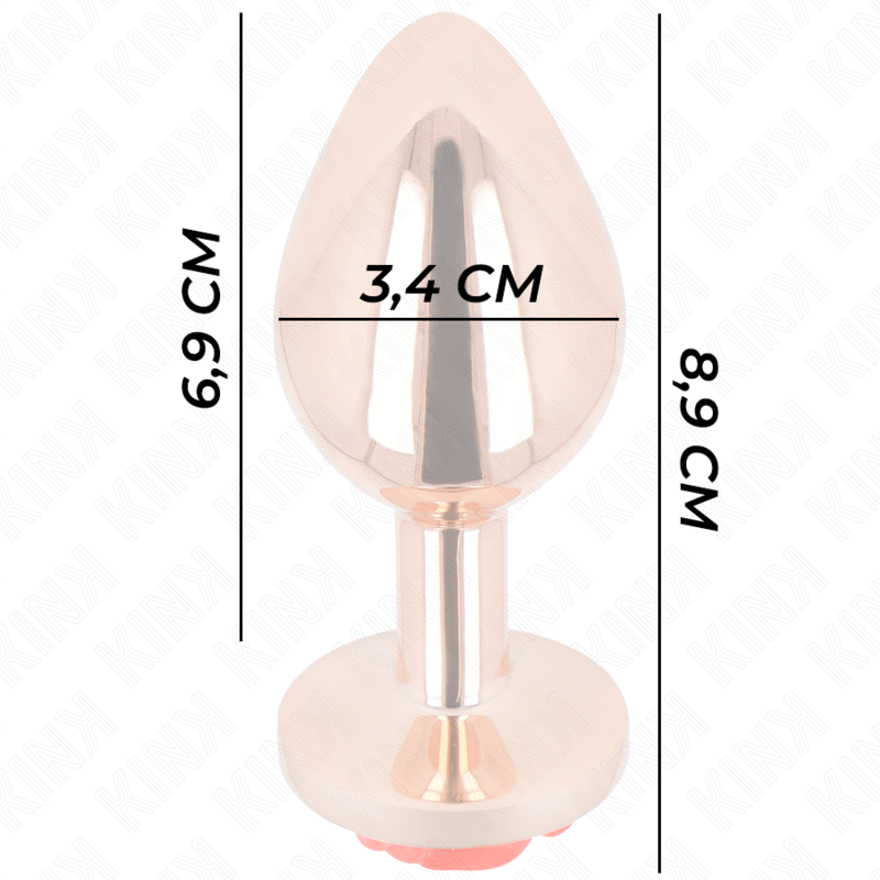 KINK - PINK GOLD ANAL PLUG WITH RED ROSE M - Amore24