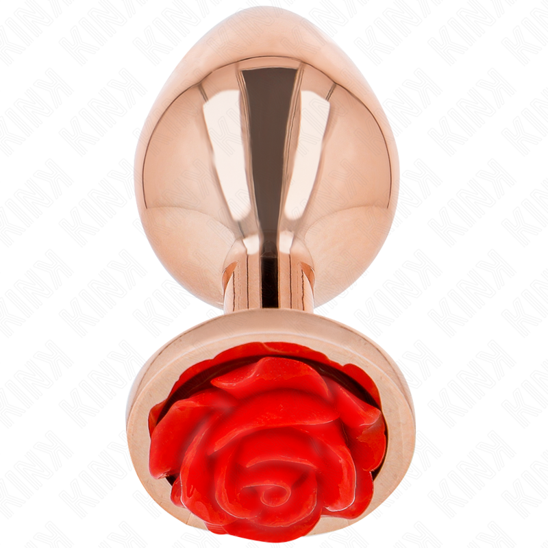 KINK - PINK GOLD ANAL PLUG WITH RED ROSE S - Amore24