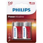 PHILIPS - POWER ALKALINE BATTERY C LR14 BLISTER*2 - Amore24