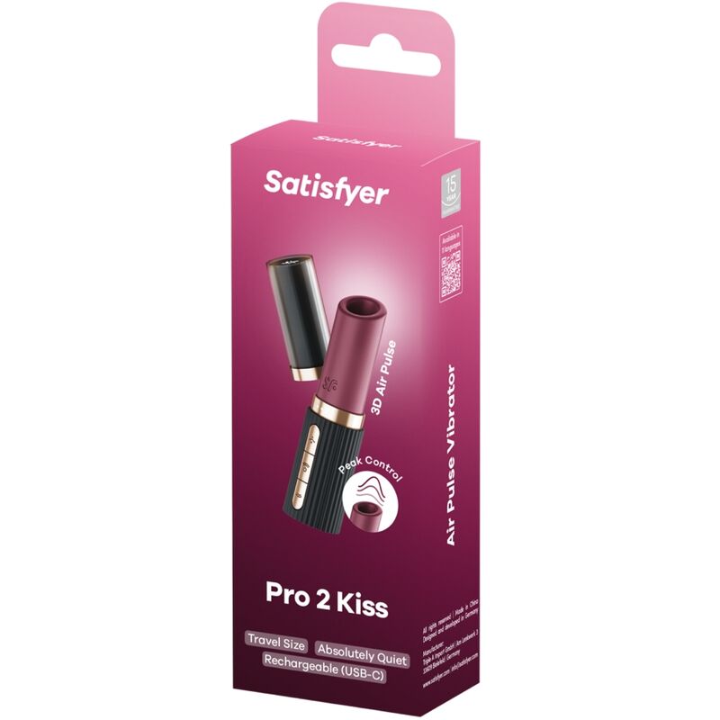 SATISFYER - PRO 2 KISS WAVE CLITORIS STIMULATOR GARNET / BLACK - Amore24