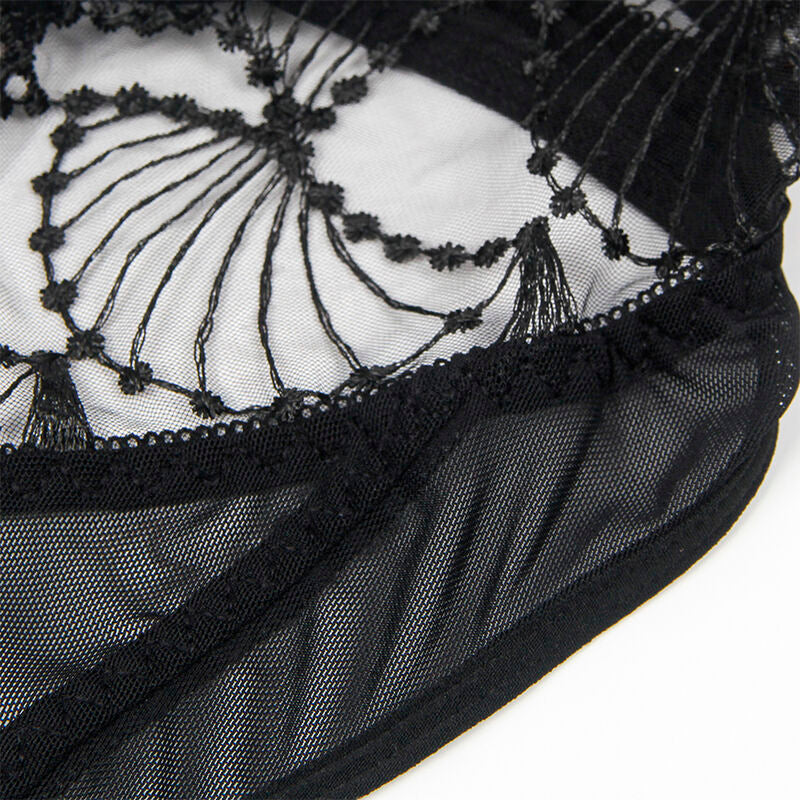 SUBBLIME - 955212 TRANSPARENT BODYSUIT WITH BLACK HOLLOW LACE S/M - Amore24
