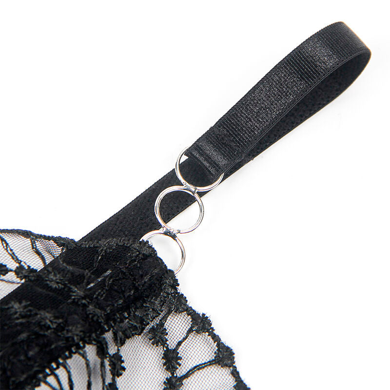 SUBBLIME - 955229 TRANSPARENT BODYSUIT WITH HOLLOW LACE BLACK L/XL - Amore24