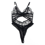 SUBBLIME - 955229 TRANSPARENT BODYSUIT WITH HOLLOW LACE BLACK L/XL - Amore24