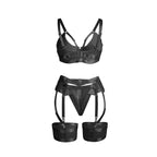 SUBBLIME - 955243 BLACK BONDAGE BRA WITH GARTER SET L/XL - Amore24