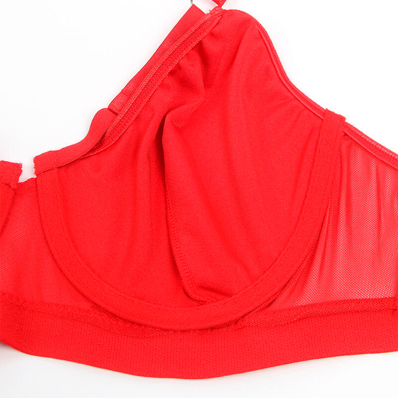 SUBBLIME - 955250 RED BONDAGE BRA WITH GARTER SET S/M - Amore24