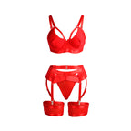 SUBBLIME - 955267 RED BONDAGE BRA WITH GARTER SET L/XL - Amore24