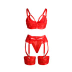 SUBBLIME - 955267 RED BONDAGE BRA WITH GARTER SET L/XL - Amore24