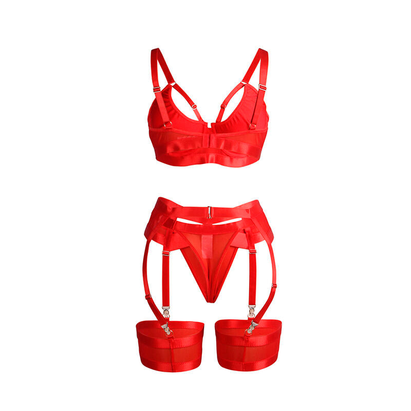 SUBBLIME - 955267 RED BONDAGE BRA WITH GARTER SET L/XL - Amore24