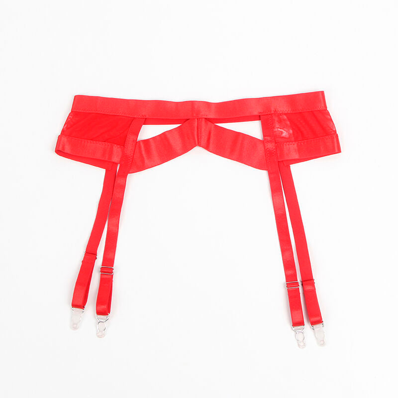 SUBBLIME - 955267 RED BONDAGE BRA WITH GARTER SET L/XL - Amore24