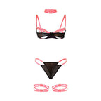 SUBBLIME - 955298 BRA SET WITH NECKLACE AND LEG DETAILS FLUORESCENT PINK S/M - Amore24