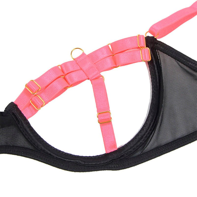 SUBBLIME - 955304 BRA SET WITH NECKLACE AND LEG DETAILS FLUORESCENT PINK L/XL - Amore24