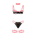 SUBBLIME - 955304 BRA SET WITH NECKLACE AND LEG DETAILS FLUORESCENT PINK L/XL - Amore24