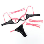 SUBBLIME - 955304 BRA SET WITH NECKLACE AND LEG DETAILS FLUORESCENT PINK L/XL - Amore24