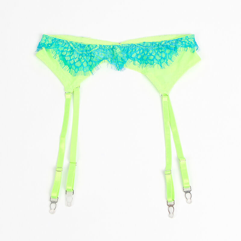 SUBBLIME - 955311 SET OF BRA WITH LACE AND GARTER LINES GREEN AND BLUE S/M - Amore24