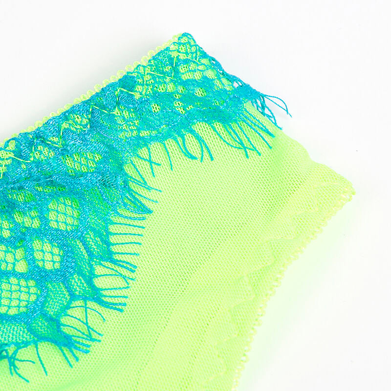 SUBBLIME - 955328 BRA SET WITH LACE AND GARTER LINES GREEN AND BLUE L/XL - Amore24
