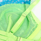 SUBBLIME - 955328 BRA SET WITH LACE AND GARTER LINES GREEN AND BLUE L/XL - Amore24