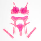 SUBBLIME - 955366 BRA SET WITH LACE AND GARTER LINES PINK AND PURPLE L/XL - Amore24