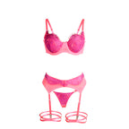 SUBBLIME - 955366 BRA SET WITH LACE AND GARTER LINES PINK AND PURPLE L/XL - Amore24