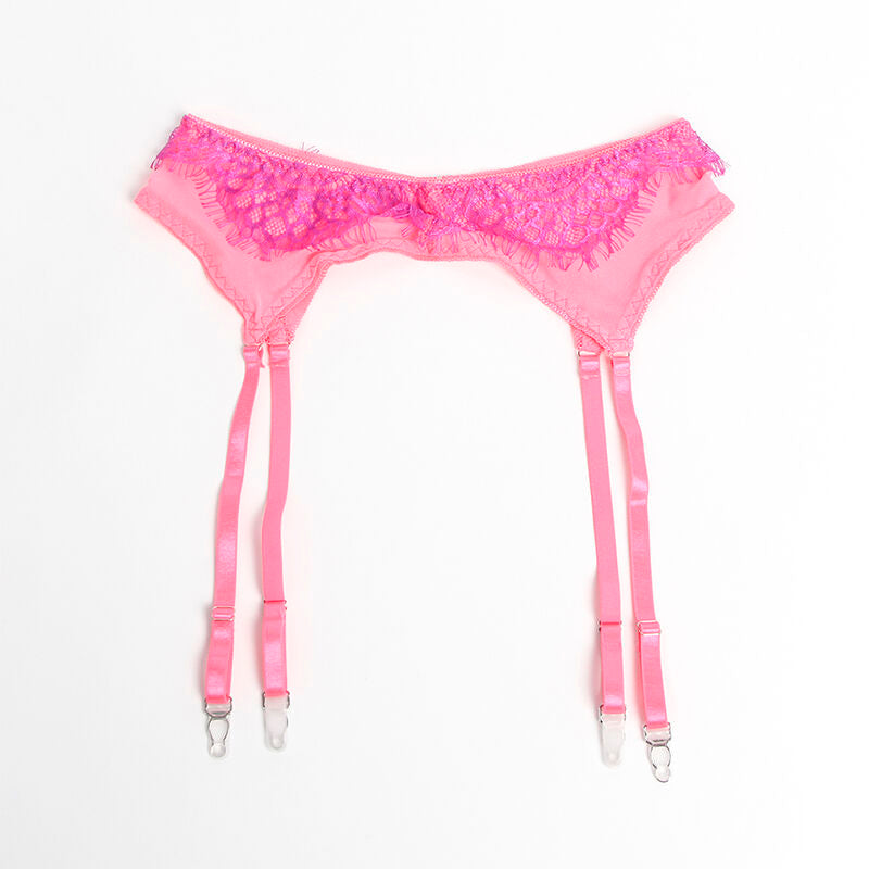 SUBBLIME - 955366 BRA SET WITH LACE AND GARTER LINES PINK AND PURPLE L/XL - Amore24