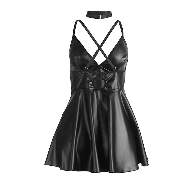 SUBBLIME - 955373 DRESS WITH BLACK LEATHER STRAPS S/M - Amore24