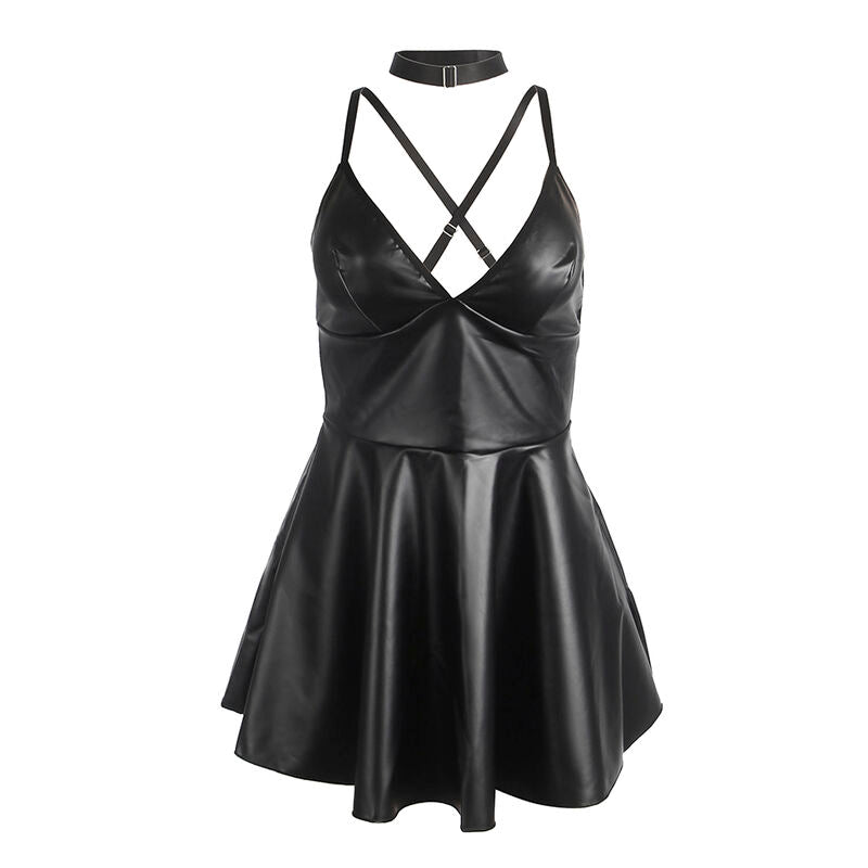 SUBBLIME - 955373 DRESS WITH BLACK LEATHER STRAPS S/M - Amore24