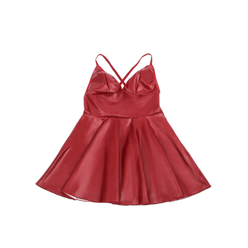 SUBBLIME - 955397 DRESS WITH BURGUNDY LEATHER STRAPS S/M - Amore24