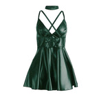 SUBBLIME - 955434 DRESS WITH GREEN LEATHER STRAPS S/M - Amore24