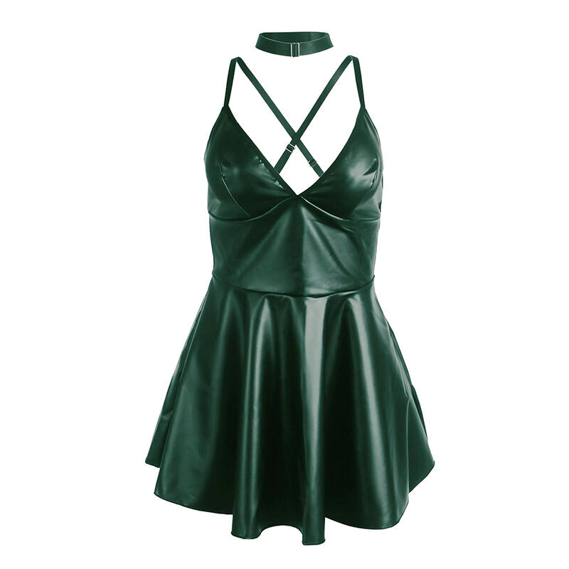 SUBBLIME - 955434 DRESS WITH GREEN LEATHER STRAPS S/M - Amore24