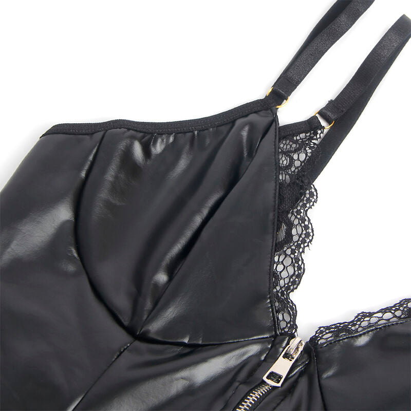 SUBBLIME - 955458 BLACK LEATHER ZIPPER BODY S/M - Amore24