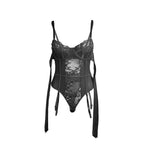 SUBBLIME - 955496 LACE BODYSUIT WITH BOWS AND GARTERS BLACK S/M - Amore24