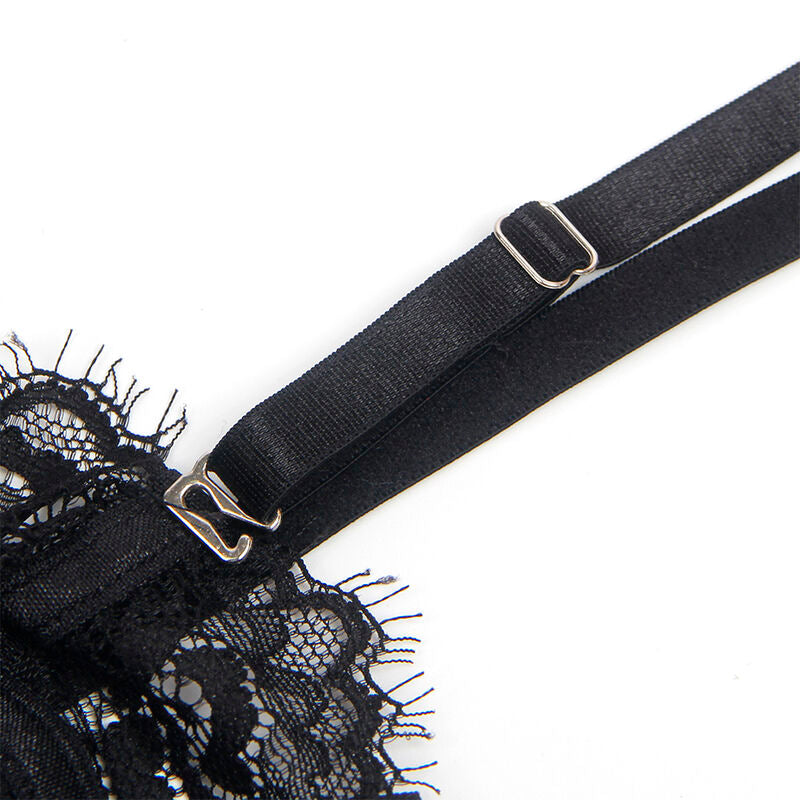 SUBBLIME - 955502 LACE BODYSUIT WITH BOWS AND GARTERS BLACK L/XL - Amore24