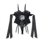 SUBBLIME - 955502 LACE BODYSUIT WITH BOWS AND GARTERS BLACK L/XL - Amore24