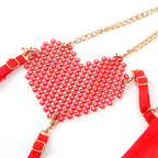 SUBBLIME - 955526 BRA SET WITH CHAINS AND MESH HEART RED L/XL - Amore24