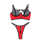 SUBBLIME - 955533 RED PATENT LEATHER MESH ZIPPER BRA SET S/M - Amore24