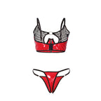 SUBBLIME - 955533 RED PATENT LEATHER MESH ZIPPER BRA SET S/M - Amore24