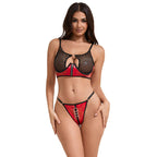 SUBBLIME - 955533 RED PATENT LEATHER MESH ZIPPER BRA SET S/M - Amore24