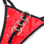 SUBBLIME - 955540 RED PATENT LEATHER MESH ZIPPER BRA SET L/XL - Amore24