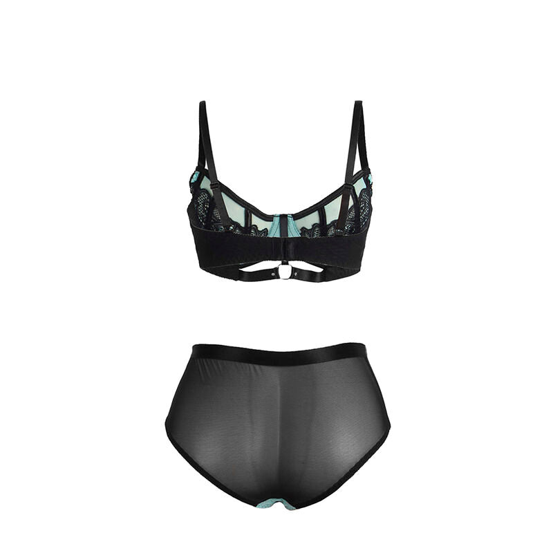 SUBBLIME - 955564 GREEN PATENT LEATHER MESH ZIPPER BRA SET L/XL - Amore24