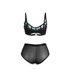 SUBBLIME - 955564 GREEN PATENT LEATHER MESH ZIPPER BRA SET L/XL - Amore24