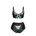 SUBBLIME - 955564 GREEN PATENT LEATHER MESH ZIPPER BRA SET L/XL - Amore24